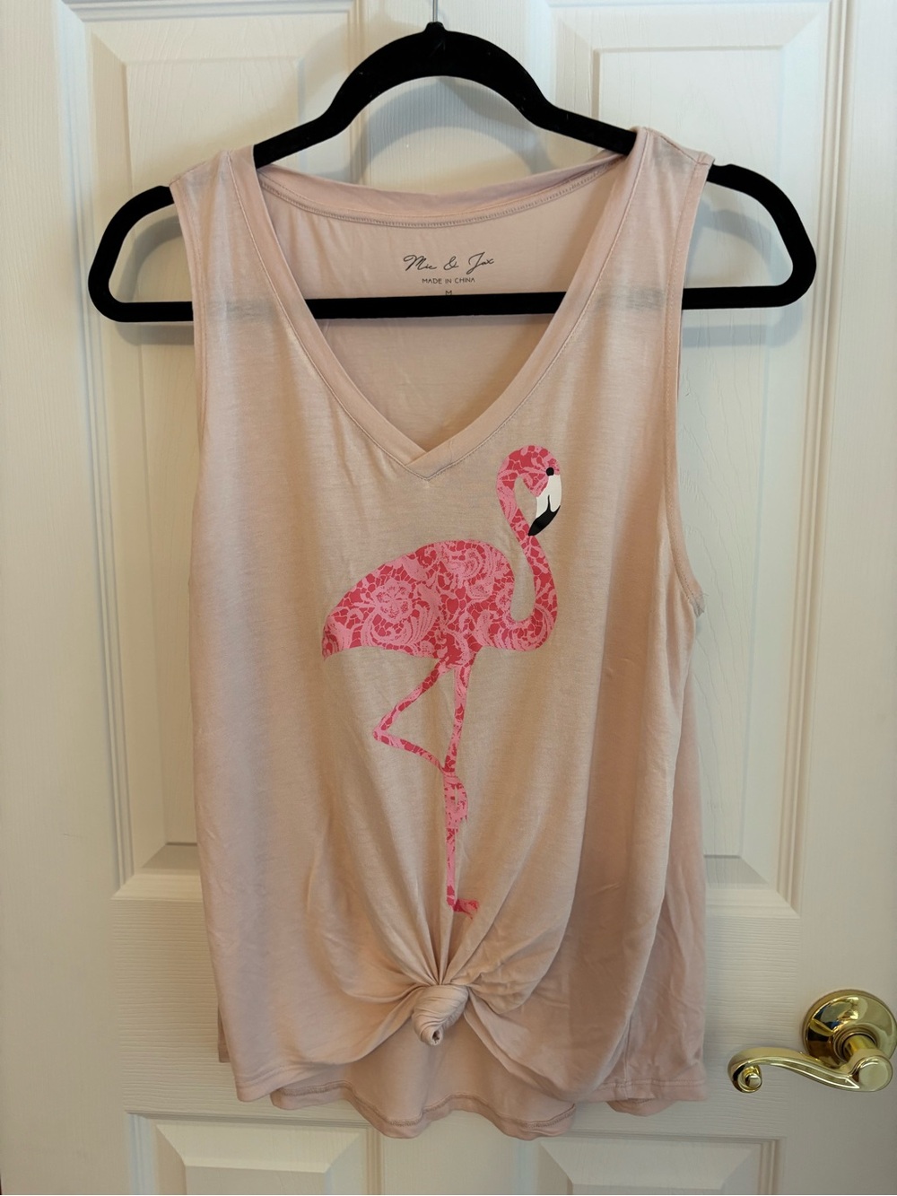 Soft Pink Flamingo V-Neck Tank Top by
